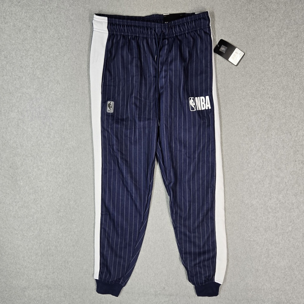 NBA Men Pants SMALL Navy Embroidered Jogger Striped 27" Inseam Stretch NWT